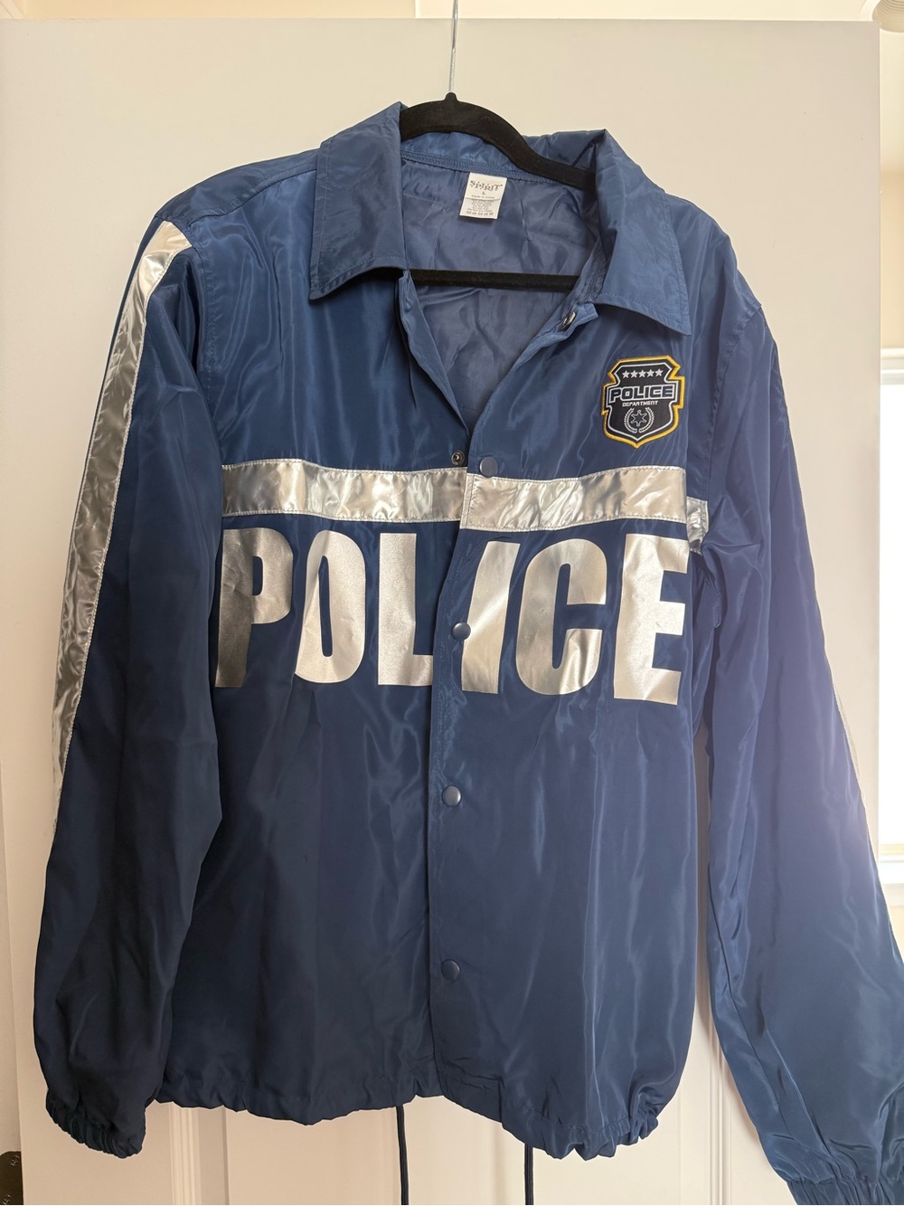 Spirit Navy Blue Police Logo Windbreaker with Silver Reflective Accents